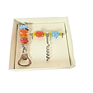 Pier 1 Glass Beaded Handles Corkscrew & Wine Bottle Opener Bar Tool NIB